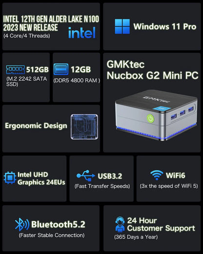 1007-GMKtec Intel 12th Alder Lake N100 Mini PC