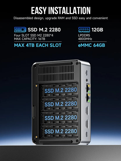 1011-GMKtec Intel Twin Lake N150 Dual-system 4-bay NAS Mini PC -- NucBox G9